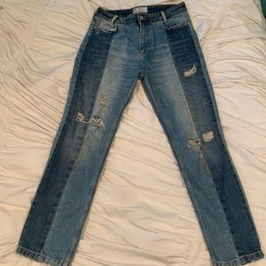 Free People two-toned distressed jeans